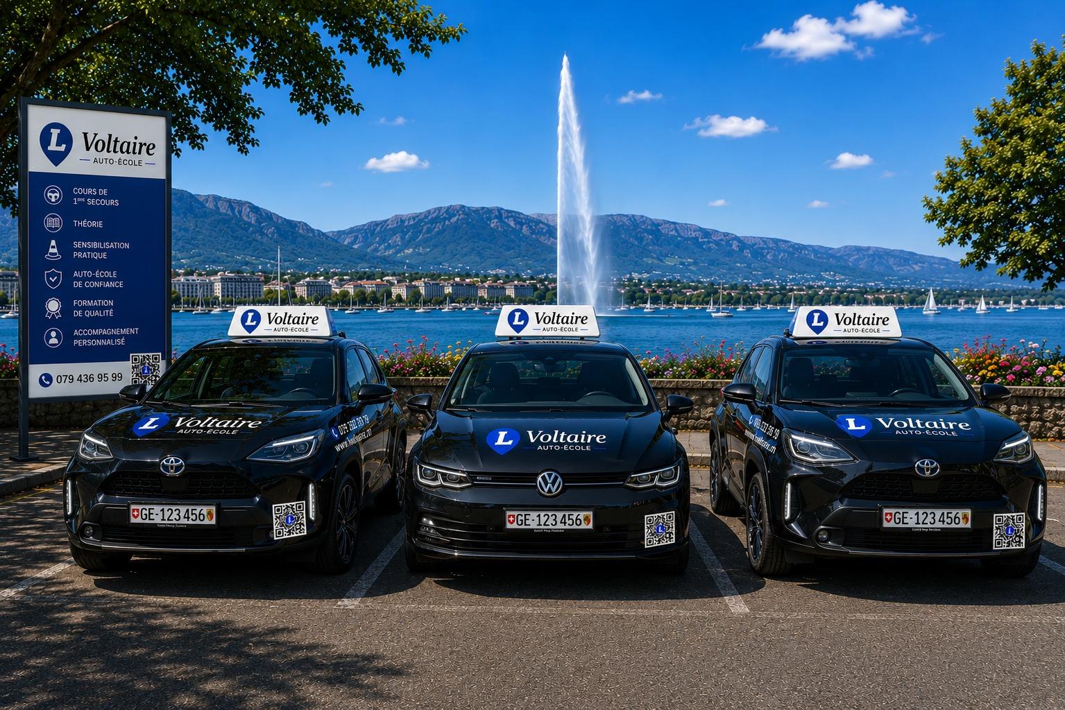 Flotte L Voltaire Auto-École au bord du lac Léman à Genève