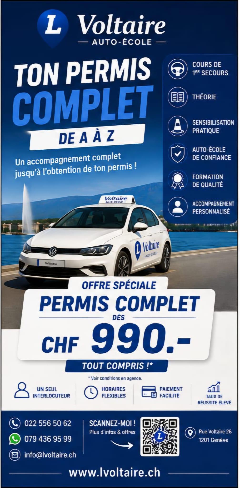Flyer de l'offre Pack Permis Complet à CHF 990.–